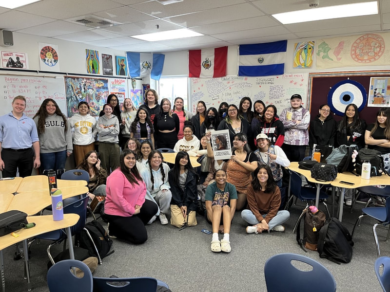Los Alamitos High School Ethnic Studies class with a 2023 BLM at School poster. (Class Photo 2023)