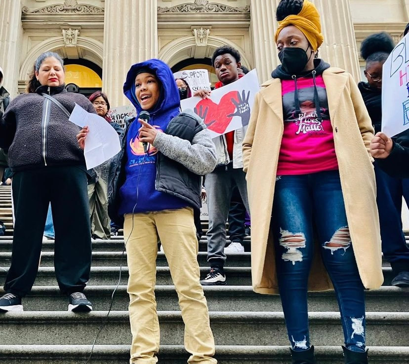 @blm_edu_ny and students held a rally outside of the education department’s headquarters to demand that Black history be taught in all of its city’s public schools. (Instagram @blm_edu_ny) 2023